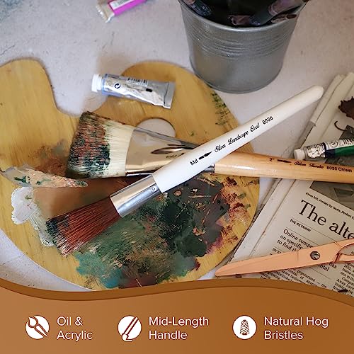 Silver Brush Limited 8036XLG Silver Jumbo Landscape Oval Brush, Large Murals, Easel Painters and Furniture, Size Extra Large, Short Handle - size: X-Large