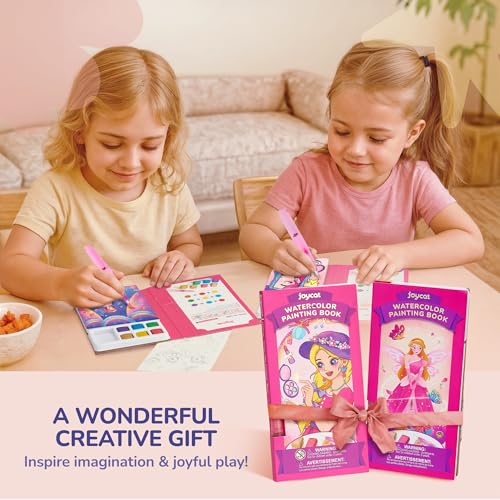 JoyCat 2 Pack Pocket Paint with Water Coloring Books for Kids, Art & Craft Activity Toy Set, Creative Travel & Home Painting Kit, Gifts for Girls & Boys Ages 3-8 (Makeup & Princess) - style: 2 Pack - Makeup & Princess