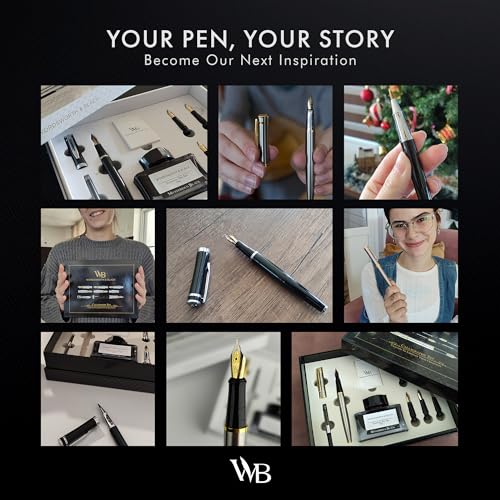 Wordsworth & Black Calligraphy Pen Gift Set, Includes Bottle, 6 Cartridges, Refill Converter, 6 Replacement Nibs, Premium Package, Journaling, Smooth Writing Pens [Black Chrome] - color: Black Chrome