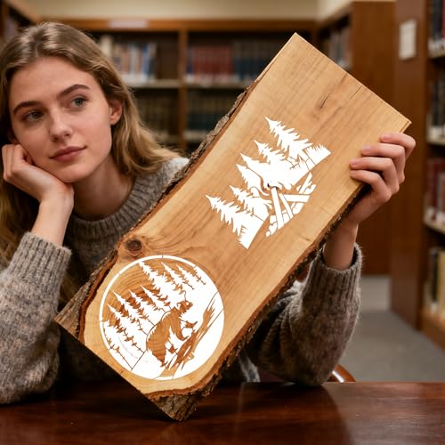 Sitsink Forest Stencils for Painting - 15 Pcs Stencils for Painting on Wood Wall Door Mat Canvas Bag, Wild Animal Reusable DIY Crafts Template Home Decor - style: forest bears