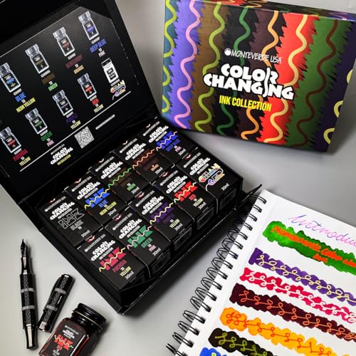 Monteverde USA Color Changing Ink Collection Gift Set – 10 Fountain Pen Inks with Transformative Colors, 30ml Bottles - color: Color Changing Ink Collection