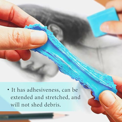 Smilo 8-Pack Blue Kneaded Erasers for Artists & Art Students, Soft Moldable Dust-Free Putty Eraser for Drawing Sketching, No Smudge Reusable Art Eraser with Storage Case - color: Blue