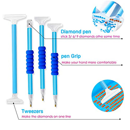 Hulameda 56pcs 5D Diamond Painting Tools, Diamond Painting Accessories with 28 Grids Diamond Embroidery Box and Diamond Painting Roller for Kids and Adult(Blue) - color: blue