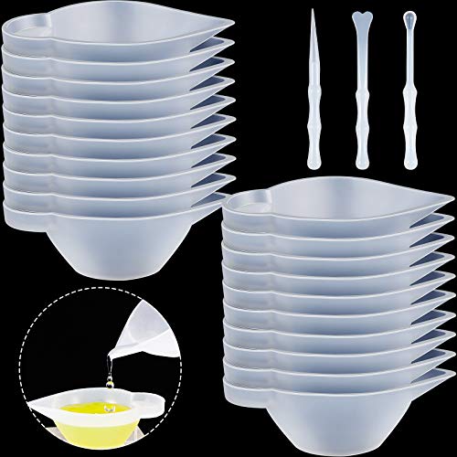 Geiserailie 23 Pcs Silicone Mould Cup Dispensers Mini Measuring Cup Resin Mixing Bowls with Rubber Spoon Glue Stick Small Scraper Color Modulation Tools Kit for DIY Epoxy Resin Craft UV Resin Projects