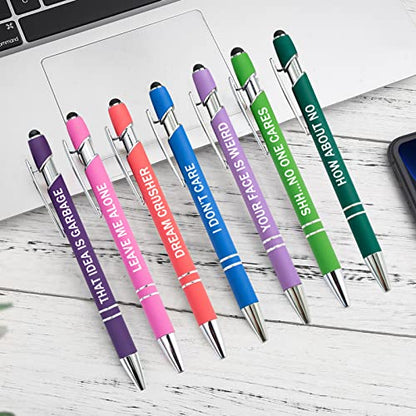 PASISIBICK 12 Pieces Funny Sarcastic Ballpoint Pens, Office Snarky Touch Screen Stylus Pen Encouraging, Black Ink (12 Color,Negative) - color: 12 Color,Negative