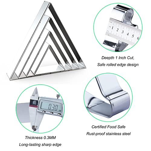Equilateral Triangle Cookie Cutter Set Large - 5 Inch, 4 Inch, 3 Inch, 2 Inch - Geometric Frame Plaque Cookie Cutters Shapes Molds - Stainless Steel - color: Triangle