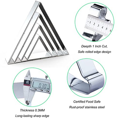Equilateral Triangle Cookie Cutter Set Large - 5 Inch, 4 Inch, 3 Inch, 2 Inch - Geometric Frame Plaque Cookie Cutters Shapes Molds - Stainless Steel - color: Triangle