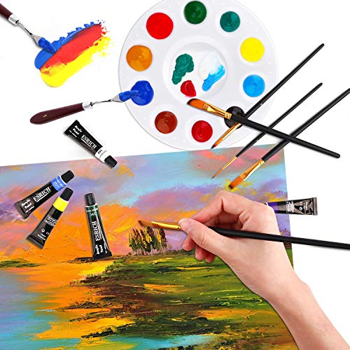 ESRICH Acrylic Paint Set,46 Piece Professional Painting Supplies with Paint Brushes, Acrylic Paints, Easel, Canvases, Palette, Paint Knives, Brush Cup and Art Sponges for Hobbyists and Beginners - color: 24color