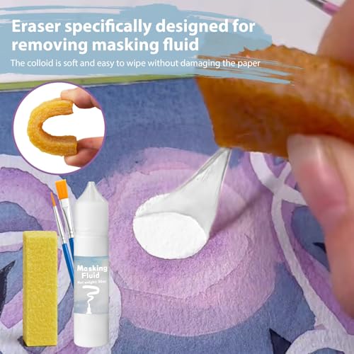 White Masking Fluid for Watercolor Painting 30ml, Fast-Drying, Easy Peel, for Mixed Media & Art Supplies - color: White