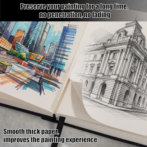 Hardcover Sketch Book, 110lb/180GSM Sketchbook for Drawing Painting, 160 Pages/80 Sheets Sketch Pad, 5×7 in Drawing Book Art Supplies for Teens, Adults, Artists - size: 5×7 Inch (1 Pack)
