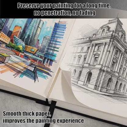 Hardcover Sketch Book, 110lb/180GSM Sketchbook for Drawing Painting, 160 Pages/80 Sheets Sketch Pad, 5×7 in Drawing Book Art Supplies for Teens, Adults, Artists - size: 5×7 Inch (1 Pack)