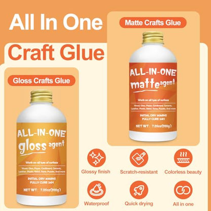 1DFAUL Crafts Sealer Gloss Matte Finish, 400ml All Purpose Craft Glue | All in One Craft Glue, Varnish & Finish, for Wood, Paper, Acrylic Paints, Ceramics, Fabrics, Clay - style: A3 Gloss+Matte