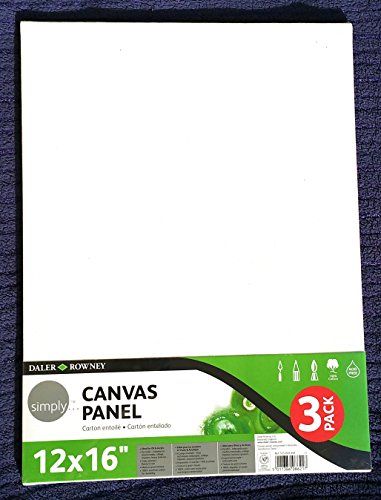 Daler-Rowney Simply Canvas Panel, 12x16 inches, 3 Pack - Artist Canvas for Oil, Acrylic, Pouring & Mixed Media - 100% Cotton, Triple Primed