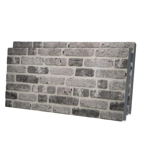 3D Faux Brick Wall Panels – Lightweight Styrofoam Cladding for Interior & Exterior Use | DIY Decorative Panels | 2 Pack (40"x20") | Ideal for Living Room, Kitchen, Outdoor Walls Silverstone - color: Shadowstone, size: 2 Panels | 40" x 20" Each Piece