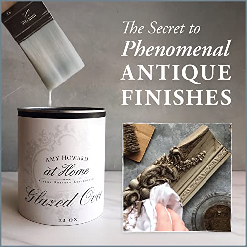 AMY HOWARD AT HOME - Glazed Over - Finishing Glaze For Faux Painting - Water-Based Clear Glazing Paint Medium for Custom Finishes On Wood, Metal, Fabric, Canvas, Walls and More - 32 OZ