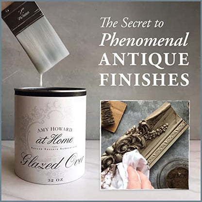 AMY HOWARD AT HOME - Glazed Over - Finishing Glaze For Faux Painting - Water-Based Clear Glazing Paint Medium for Custom Finishes On Wood, Metal, Fabric, Canvas, Walls and More - 32 OZ