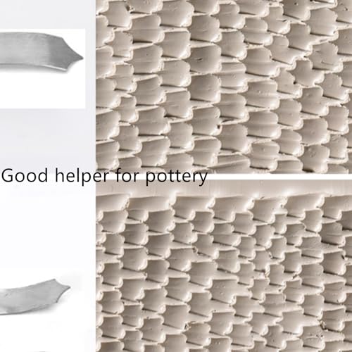 Pottery Clay Shaping Knives,Stainless Steel Pottery Tools Clay Sculpture Modeling Tool Double Curved Cutter Head for Making Roof Texture
