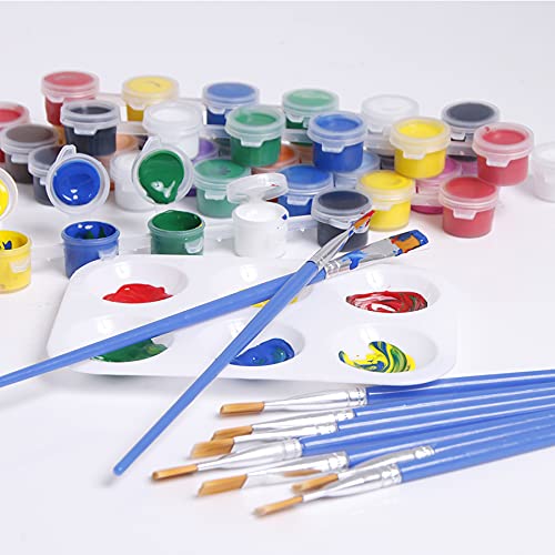 UPINS Wide Flat Paint Brushes Set with Nylon Hair, Small Brush Bulk for Detail Painting Short Plastic Handle Acrylic Oil Watercolor Fine Art Painting 30 Pcs 9mm