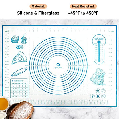 Silicone Baking Mat with Measurements, Pastry/Fondant/Dough Rolling Counter/Oven Liner Mat, 20''(W)28''(L) Blue - color: Blue, size: 28"L x 20"W