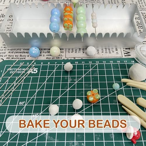 Uiyofok Bead Baking Rack,Polymer Clay Tools for Bead Maker,Drying Rack for Polymer Clay Jewelry Making Supplies(with 20 Pins & 2 Roll of Elastic Strings)