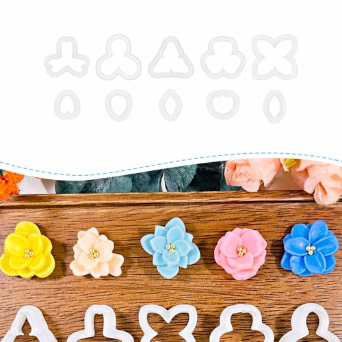 Xaekicr A2-3-1-Handmade Jewelry Pendant Crafting Kit,Flower Plastic Molds Set, DIY Polymer Clay Printing Tools - color: Y color