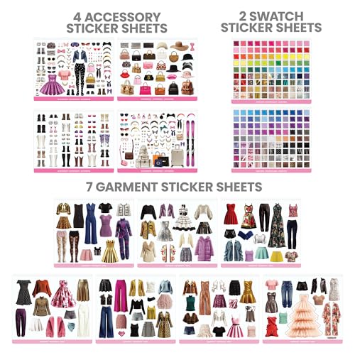Fashion Angels Luxe Life High Fashion Design Set, Includes 500+ Stickers with Style Boards, Garments, Accessories & Fabric Swatches, Creative Fashion Design Kit for Kids Ages 6+ - style: Luxe Life