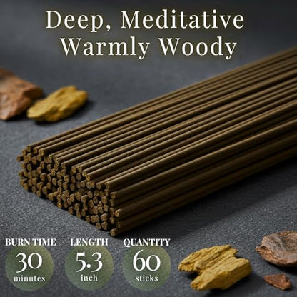 Agarwood Premium Japanese Incense Sticks 60sticks Coreless Low Smoke Natural Charcoal Free Non Toxic Temple Kyoto Aroma Aromatherapy Meditation Calming Stress Relief Relaxation Yoga Zen TOMORI