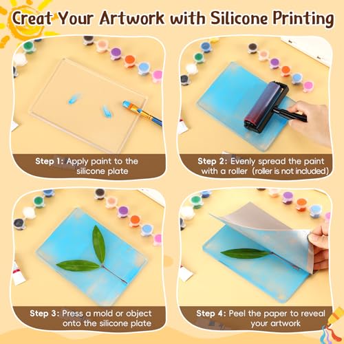 Threlaco 8 Pack Monoprinting Print Plates 5 x 7 Inch Reusable Silicone Plate Class Printing Plates for Press Art Printmaking for Card Making, Scrapbooking, Art Craft Scrapbooking and Journaling - size: 5 x 7 Inch