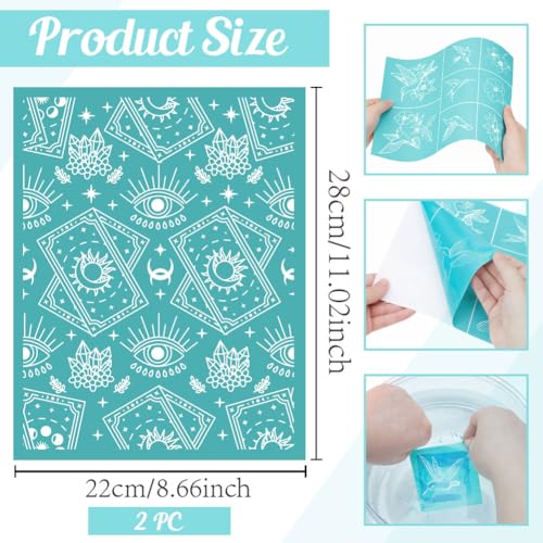 2 Sheets Tarot Theme Silk Screen Stencil, Mystical Eyes Self-Adhesive Silk Screen Printing Stencils Reusable Mesh Stencil for Painting on Wall, Wood, T-Shirt, Home Craft Decor - style: Mystical Eye