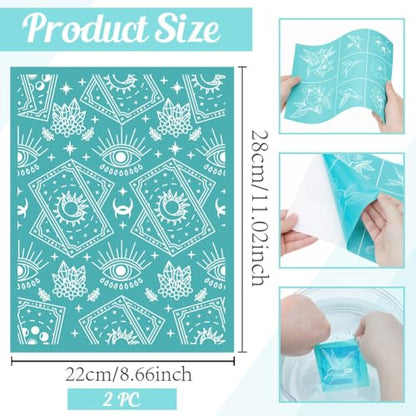 2 Sheets Tarot Theme Silk Screen Stencil, Mystical Eyes Self-Adhesive Silk Screen Printing Stencils Reusable Mesh Stencil for Painting on Wall, Wood, T-Shirt, Home Craft Decor - style: Mystical Eye