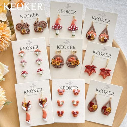 Keoker Fall Polymer Clay Cutters for Polymer Clay Jewelry, 13 Shapes Clay Earring Cutters Fall, Autumn Theme