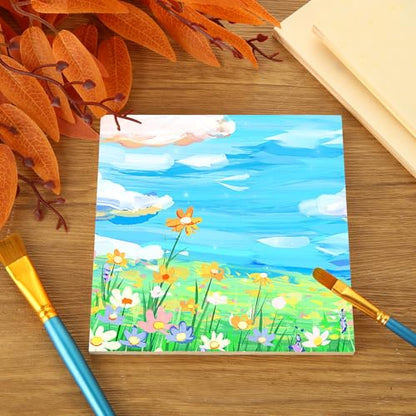 24 PCS Wood Panels for Painting 6x6 Inch Wood Canvas Boards Wooden Canvas Pine Wood Panel for Oil Painting DIY Drawing Pouring Art Projects
