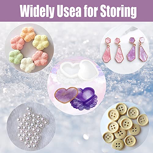 EuTengHao Resin Molds 43Pcs Silicone Molds for Resin, Epoxy Crown Shape Mold Heart Shape Mold with Mica Powder for Storage Box Jewelry Trinket Container DIY Resin Casting Crafts