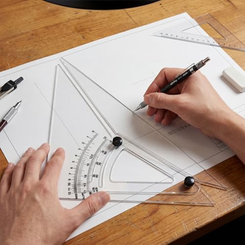 12 Inch Adjustable Triangle Acrylic Adjustable Drafting Triangle Computing Trig Scale for Drafting Architect Engineer Educational Supplies