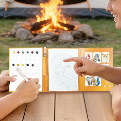 2-Pack Watercolor Painting Books for Adults & Beginners - All-in-One Creative Stress Relief Art Kit with 3-Fold Pad, 32 Pre-Printed Pages, 24 Colors & 2 Brushes (Animal + Starry Fairyland) - color: Animal + Starry Fairyland