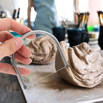 SEWACC Pottery Wire Tool Clay Wire Cutter Stainless Steel Clay Cutter Hand Pottery Cut Off Tool for Artists Cutting Mud Handcraft