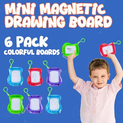 Bedwina Mini Magnetic Drawing Board for Kids - (Pack of 6) Backpack Keychain Clip Drawing Boards, Erasable Doodle Sketch Writing Pad Boys & Girls, Birthday Kids Party Favors - size: 6 Count (Pack of 1)