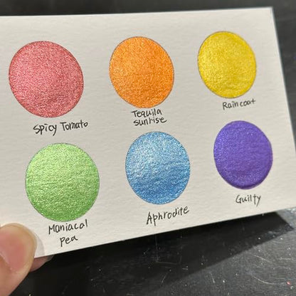 IUILE Handmade Watercolor Paints - Rainbow 2 Half Pan Set (6 colors) - color: Rainbow2