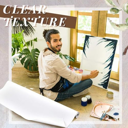 Kinlop 63 Inch x 20 Feet Double Primed Cotton Canvas Large White Canvas Roll for Oil and Acrylic Painting - color: White, size: 63 Inch X 20 Feet