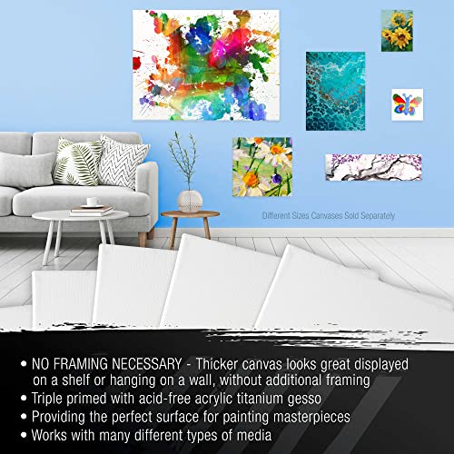 U.S. Art Supply Rectangle Stretched Canvas for Painting 12x24 inch Gallery Depth 1-1/2" Thick, 3-Pack - 12oz Acrylic Gesso Triple Primed, Professional Artist Quality, 100% Cotton - Oil, Pouring Paint - size: 12" x 24"