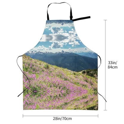 Mountains Waterproof Apron With Pockets For Adults-Adjustable Bib Apron For Cooking, Gardening, Painting,Housework