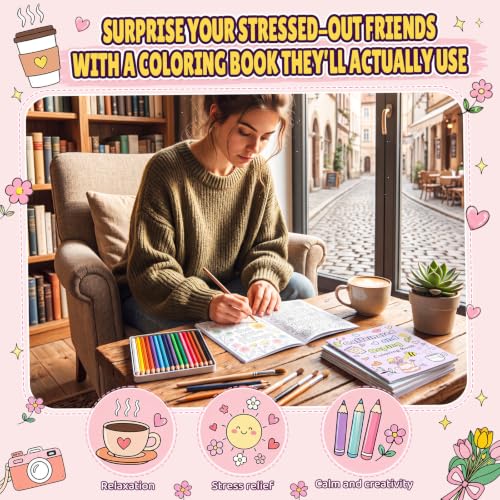 Liliful 24 Pcs Coffee and Coping Coloring Book Bulk Mini Coloring Books for Kids Adults DIY Art Relaxation Drawing Book with Patterns, Party Favors, Goodie Bag Filler and Holiday Gifts - style: Caffeine