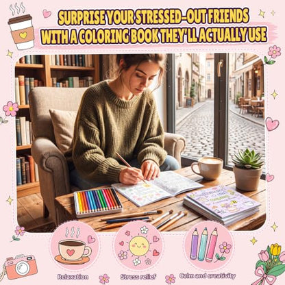 Liliful 24 Pcs Coffee and Coping Coloring Book Bulk Mini Coloring Books for Kids Adults DIY Art Relaxation Drawing Book with Patterns, Party Favors, Goodie Bag Filler and Holiday Gifts - style: Caffeine