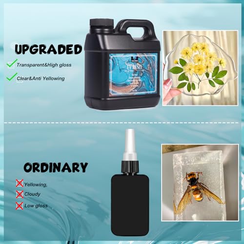 VIDA ROSA 1KG UV Resin Upgraded Kit, Featuring High Gloss, High Hardness, and Fast-curing Epoxy Resin, Suitable for Coating, Casting, Bracelets, Jewelry Making, and DIY Crafts. - color: Low viscosity 1kg