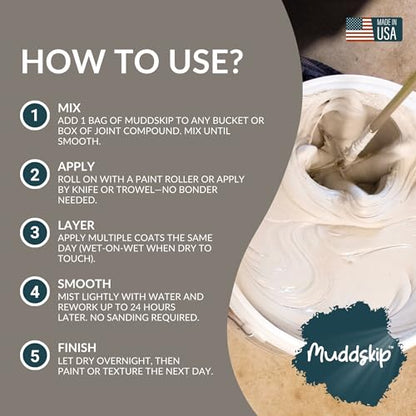 Smooth Drywall Additive Powder, 2lbs Bag| Level 5+ Finish, No Sanding Required, Same-Day Wet-on-Wet Coats | Made in USA