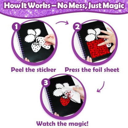 FUNNYB&G Foil Art Craft Kit for Girls 4-10 Years Old: Mess-Free & No-Glue, Create 16 Sparkly Plant Pictures – Perfect Travel Toy & Birthday Gift for Kids (Plant) - style: Plant