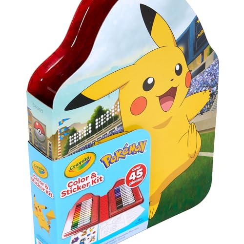 Crayola Pokemon Art Kit for Kids (45pcs), Pokemon Coloring Book Pages & Stickers, Gifts for Kids, DIY Craft Kit for Girls & Boys, Ages 4+ - style: Pikachu