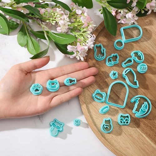 beinkmake 20Pcs Cats Polymer Clay Cutters Moon Kitten Clay Earrings Cutters Cute Cat Polymer Jewelry Cutter for Earrings Making Birthday Party DIY Supplies - style: Cat