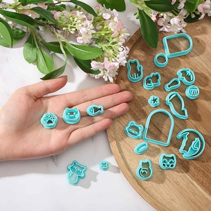 beinkmake 20Pcs Cats Polymer Clay Cutters Moon Kitten Clay Earrings Cutters Cute Cat Polymer Jewelry Cutter for Earrings Making Birthday Party DIY Supplies - style: Cat