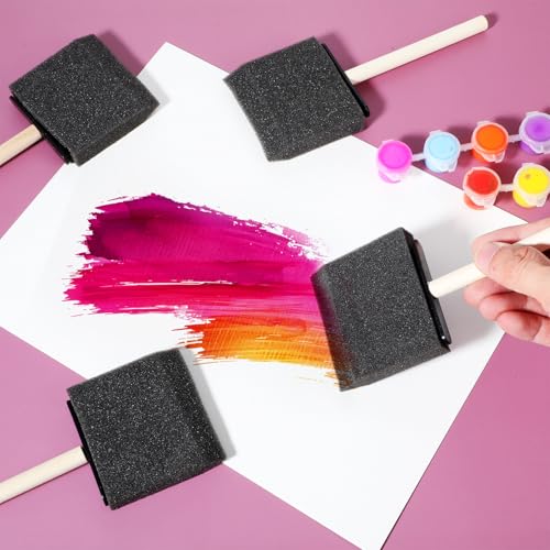 Foam Paint Brushes 3 Inch 5 Pcs Foam Brushes for Painting Wood Handle Sponge Paint Brush Set for Staining Varnishes, Staining, DIY Craft Projects, Finishing